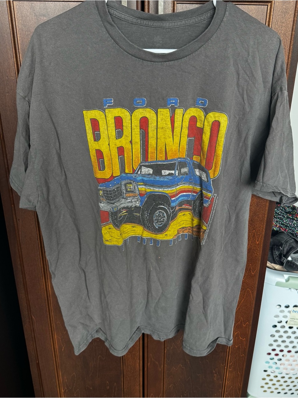 Ford Bronco Vintage Distressed 1979 Graphic Tee Faded Grey